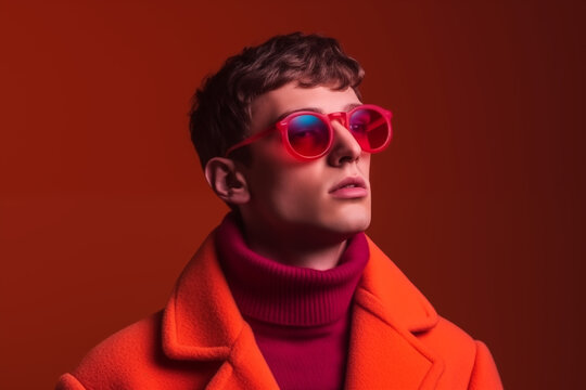 Un portrait de jeune homme avec des lunettes color&eacute;s