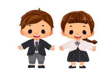 フォーマルな服装の男の子と女の子のセットB
