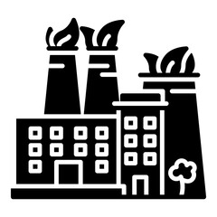 Eco factory glyph icon