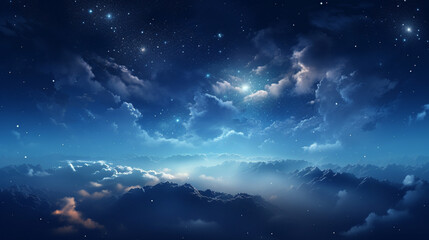 Space of night sky with cloud and stars. 