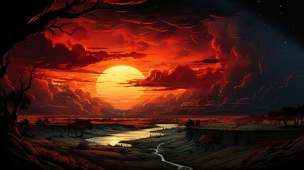 Dramatic Sky Dark Clouds, Background Banner HD, Illustrations , Cartoon style