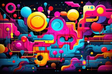 Playful Doodle Sketches abstract futuristic background. Generative AI
