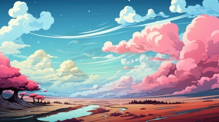 Empty Sky Surface, Background Banner HD, Illustrations , Cartoon style