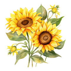 Watercolor sunflower illustration. Generative AI