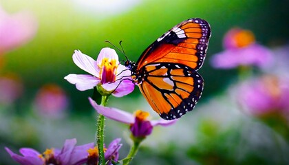 Fototapeta na wymiar butterfly on flower hd 8k wallpaper stock photographic image
