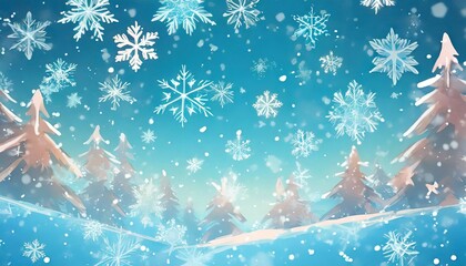 Fototapeta na wymiar a beautiful happy inspired anime wallpaper snowflakes flying around ai generated image