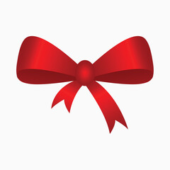 Realistic shiny red bow vector for decorate your greeting card, Vector realistic design element. Icon design bundle. greeting card vector EPS10 isolated on white background .Red rabon.