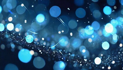 the blue light stars streak over a dark background in the style of bokeh panorama confetti like...