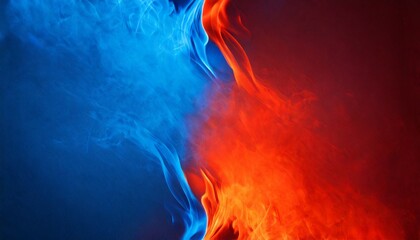 fire and water element blue and red contrast background