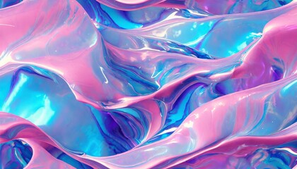 seamless 80s holographic pink and blue frosted molten plastic jelly waves background texture trendy...