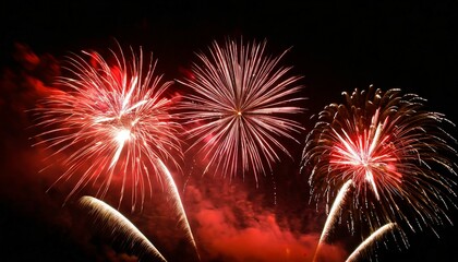 nice colorful fireworks in the black sky main color is red tone
