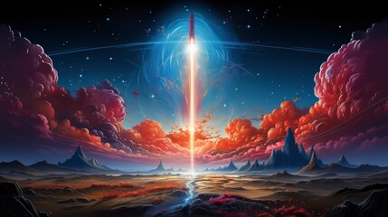 Long Tail Comet Glows Space Shooting, Background Banner HD, Illustrations , Cartoon style