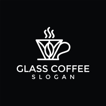 glass coffee logo simple, template coffee