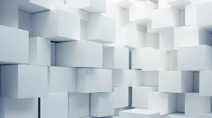 Abstract Geometric White Blocks, Great for Modern Art Concepts, 3D Backgrounds