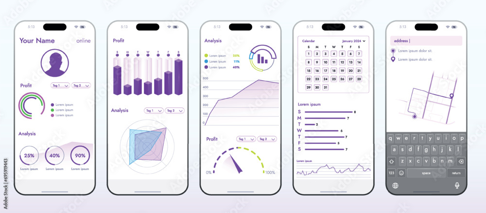 Wall mural this image shows the concept of a mobile app for online services such as banking and shopping. moder