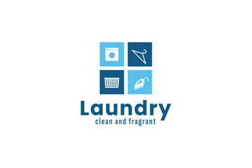 laundry logo vector icon illustration - obrazy, fototapety, plakaty