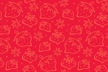 red background with strawberry line pattern