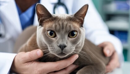 A doctor holding a cat in his hands