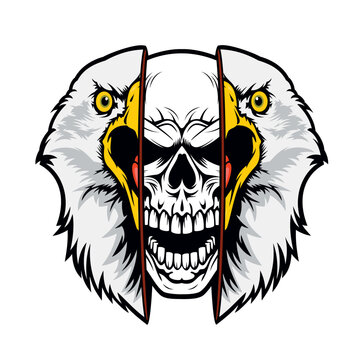 eagle skull vector art illustration eagle mask design
