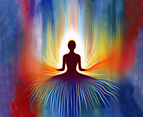 Illustration of AI abstraction female meditation
