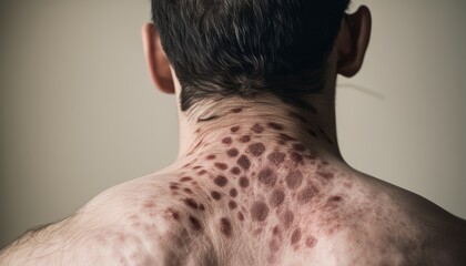 Naklejka premium A man with a skin condition on his back