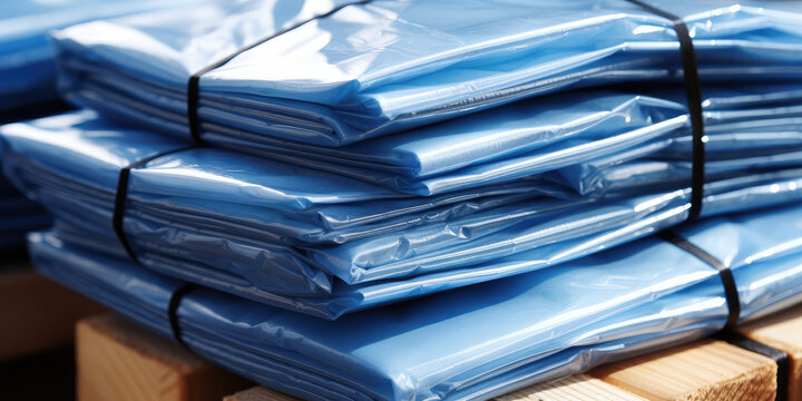 Protective vinyl blue tarpaulins for construction sites, water repellent films for repair and exterior construction work, awnings and canopies.