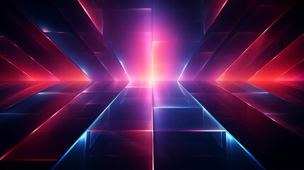 Neon Disco Backdrop. Geometric Shapes and Glowing Lines in a Energetic Background.