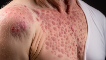 A woman with acne on her back
