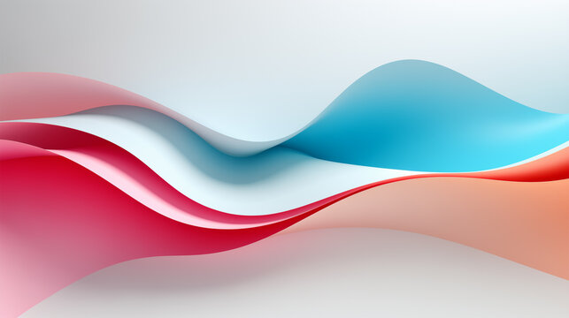 Dynamic Wavy Flow: Abstract Curvy Shapes in White, Blue and Pink Hues in Modern Fluid Background, Digital Banner.