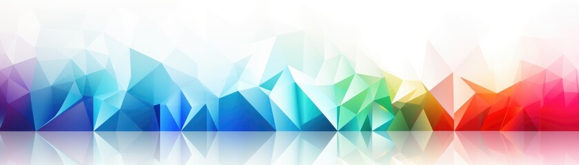 Banner of abstract geometric rainbow triangles on white