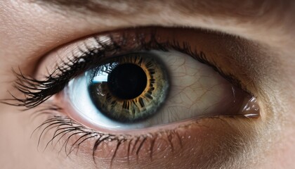 Fototapeta premium A close up of a human eye with a yellowish tint