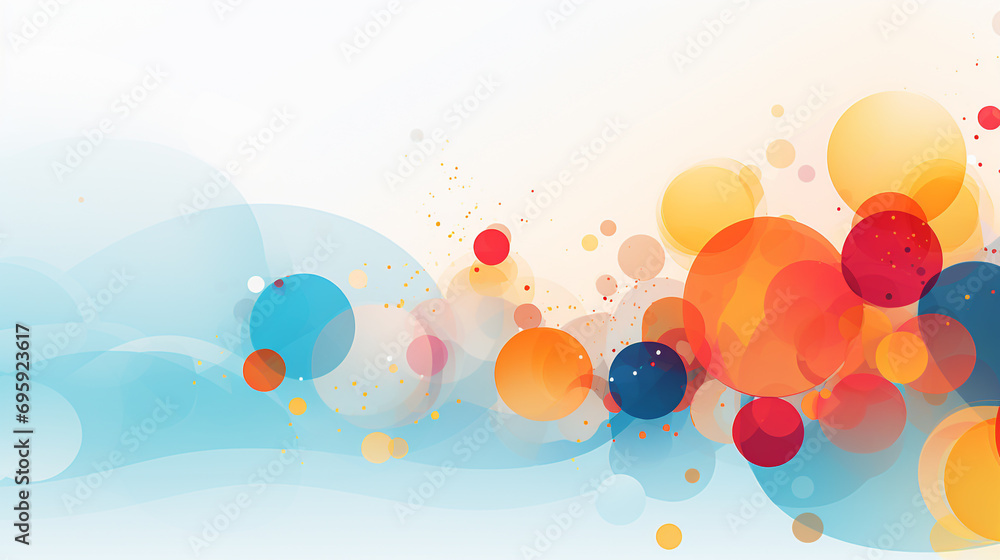 Poster illustration of an abstract background presentation with a blend of circles and transparent elements
