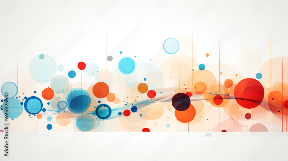 Poster illustration of an abstract background presentation with a blend of circles and transparent elements