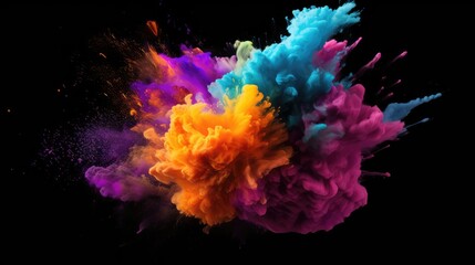 Obraz premium Colorful Smoke Explosion: Vibrant Collage on Black Background