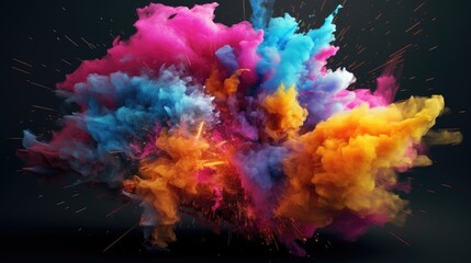 Obraz na płótnie Canvas Colorful Smoke Explosion: Vibrant Collage on Black Background