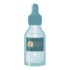 Facial care cosmetics. Serum in a glass bottle. Flat vector illustration.