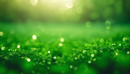 A green field with sunlight shining through