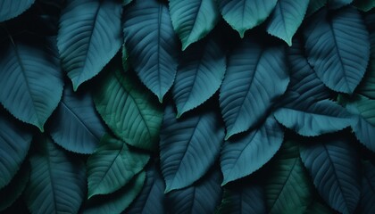 A bunch of green leaves on a blue background