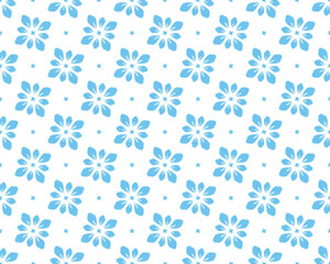 Flower geometric pattern. Seamless vector background. White and blue ornament. Ornament for fabric, wallpaper, packaging. Decorative print