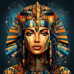 portrait of ancient egyptian queen illustration art
