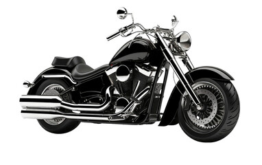 A Cruiser Motorcycle Captured in Exquisite Detail On a White or Clear Surface PNG Transparent Background.