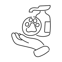 white line pet care illustration