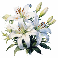 Fototapeta premium flower, lily, nature, floral, plant, flowers, leaf, illustration, pink, spring, blossom, beauty, flora, vector, design, bouquet, petal, summer, decoration, pattern, bloom, lilly, art, color, bud