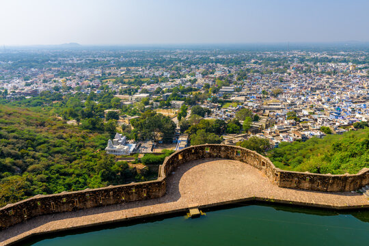 Aerial view of the city seen from Chittorgarh Fort, Chittorgarh, Rajasthan