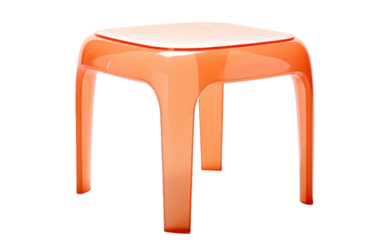 Peach Plastic End Table in Modern Interior On a White or Clear Surface PNG Transparent Background.