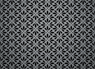 Flower geometric pattern. Seamless vector background. Gray and black ornament