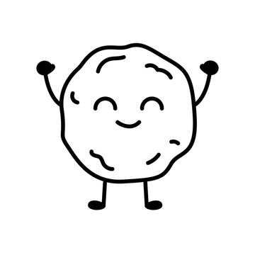 Snowball emoticon color element. Cartoon happy character.