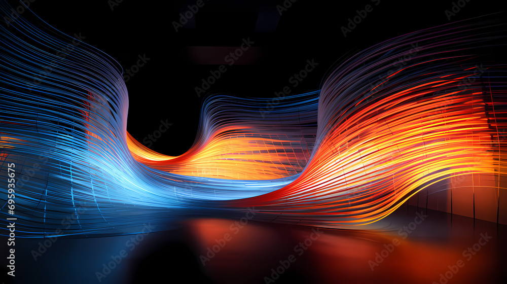 Sticker dynamic, abstract art inspired by a mesmerizing light installation. captures depth and movement