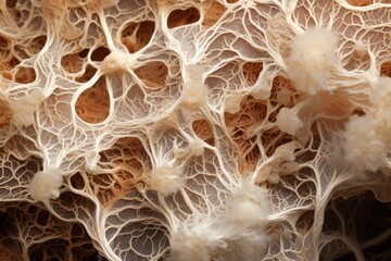Texture of Fungus mycelium in natural colors. Mushrooms background