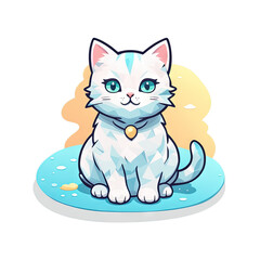 Fototapeta premium cat with a catSticker in vector style